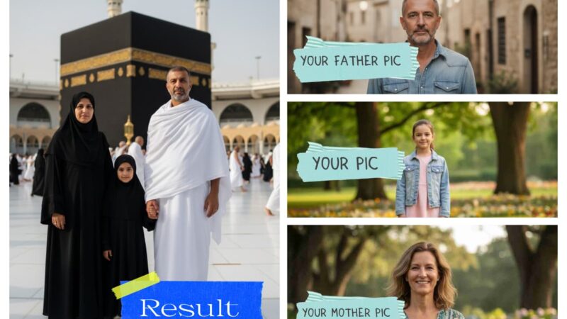 AI Generated Gemini Umrah Journey with Family in Makkah